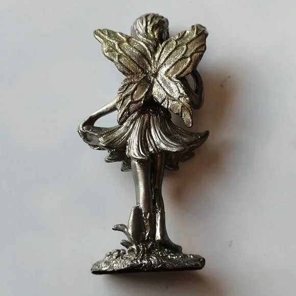 Vintage Peltro Cesellato a Mano Pewter Fairy Miniature Sculpture - Picture 7 of 13